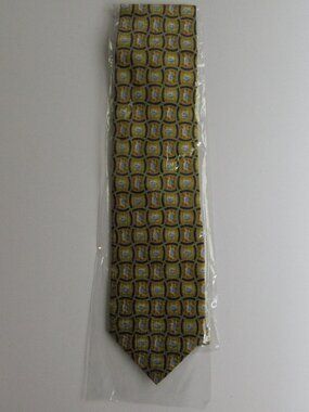 PFIZER Yellow Blue Pill Print 100% Silk Novelty Tie